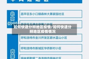 如何快速分辨地区疫情/如何快速分辨地区疫情情况