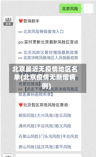 北京最近无疫情地区名单(北京疫情无新增病例)-第1张图片